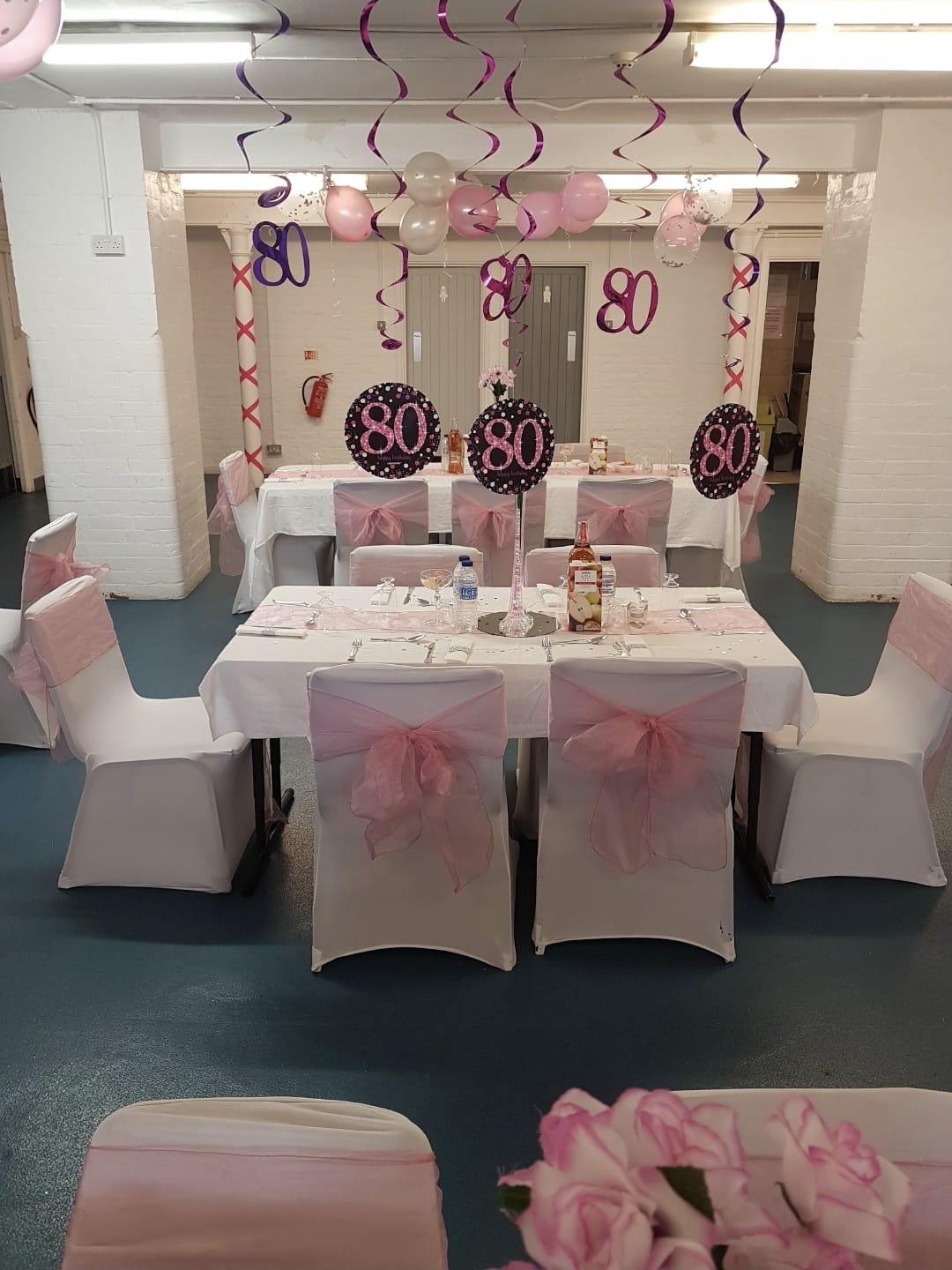 Pink birthday celebration layout in the Main Hall